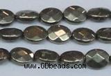 CPY631 15.5 inches 8*10mm faceted oval pyrite gemstone beads