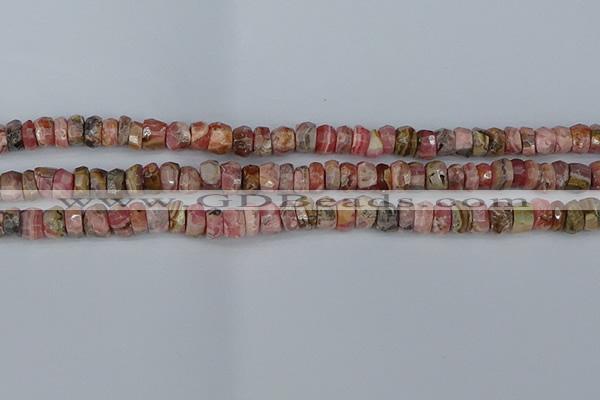 CRB1283 15.5 inches 5*8mm faceted rondelle rhodochrosite beads