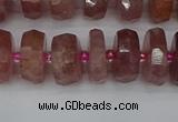 CRB1342 15.5 inches 6*12mm faceted rondelle strawberry quartz beads