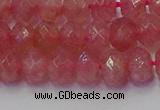 CRB1801 15.5 inches 5*8mm faceted rondelle strawberry quartz beads