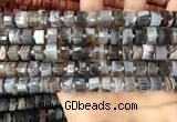 CRB2111 15.5 inches 9mm - 10mm faceted tyre Botswana agate beads