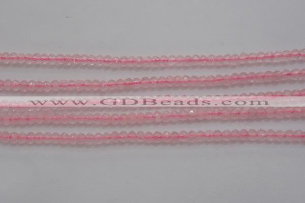 CRB220 15.5 inches 2.5*4mm faceted rondelle rose quartz beads