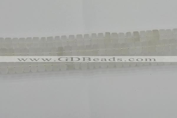 CRB500 15.5 inches 6*10mm tyre matte white crystal beads wholesale