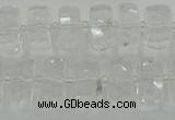 CRB552 15.5 inches 8*16mm faceted rondelle white crystal beads