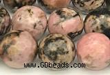 CRD362 15 inches 10mm faceted round rhodonite beads wholesale