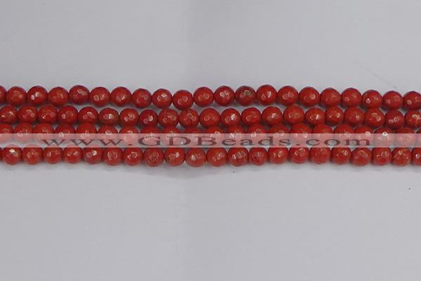 CRE339 15.5 inches 6mm faceted round red jasper beads
