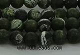 CRO1121 15.5 inches 6mm round matte green silver line jasper beads