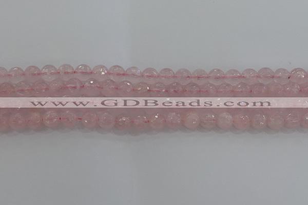 CRQ130 15.5 inches 8mm faceted round natural rose quartz beads