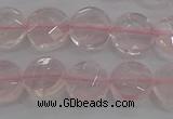 CRQ137 15.5 inches 10mm faceted coin natural rose quartz beads