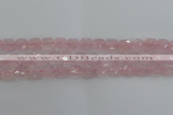 CRQ155 15.5 inches 12mm faceted square natural rose quartz beads