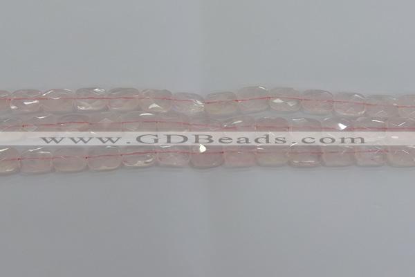 CRQ163 15.5 inches 8*10mm faceted rectangle natural rose quartz beads