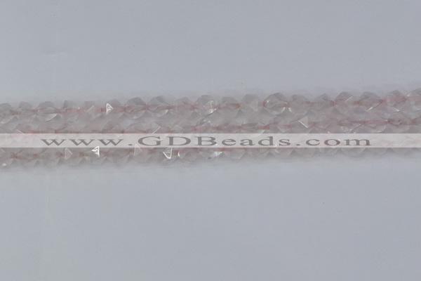 CRQ401 15.5 inches 6mm faceted nuggets rose quartz beads
