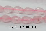 CRQ42 15.5 inches 8*12mm faceted teardrop natural rose quartz beads
