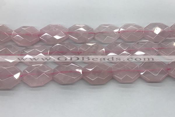 CRQ427 22*28mm - 25*30mm faceted octagonal rose quartz beads