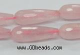 CRQ45 15.5 inches 10*30mm faceted teardrop natural rose quartz beads