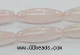CRQ58 15.5 inches rice 10*30mm natural rose quartz beads wholesale