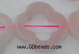 CRQ712 15.5 inches 38mm carved flower rose quartz beads