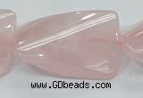 CRQ84 15.5 inches 30*40mm twisted rectangle natural rose quartz beads