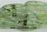 CRU106 15.5 inches 10*25mm teardrop green rutilated quartz beads