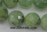 CRU159 15.5 inches 18mm faceted round green rutilated quartz beads