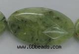 CRU192 15.5 inches 30*50mm faceted oval green rutilated quartz beads