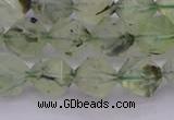 CRU792 15.5 inches 8mm faceted nuggets green rutilated quartz beads