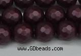 CSB1883 15.5 inches 10mm faceted round matte shell pearl beads