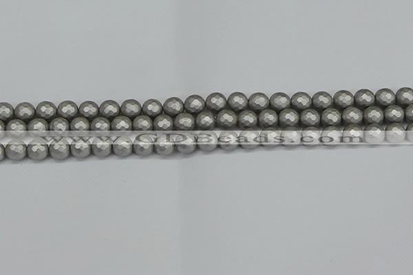 CSB1951 15.5 inches 6mm faceted round matte shell pearl beads