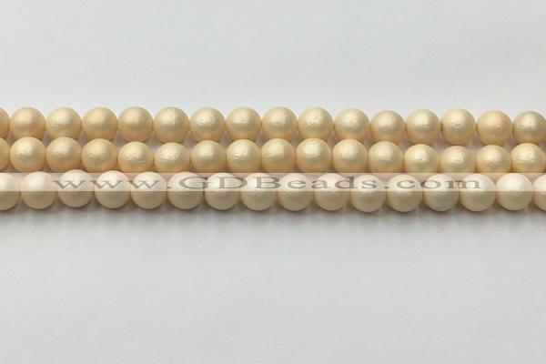 CSB2390 15.5 inches 4mm round matte wrinkled shell pearl beads