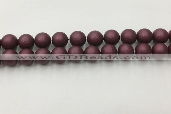 CSB2455 15.5 inches 14mm round matte wrinkled shell pearl beads