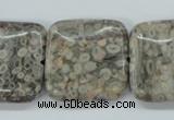CSF07 15.5 inches 25*25mm square shell fossil jasper beads