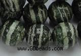 CSJ08 15.5 inches 18mm round green silver line jasper beads wholesale
