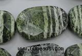 CSJ127 15.5 inches 20*30mm faceted freeform green silver line jasper beads