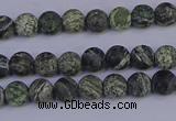 CSJ500 15.5 inches 4mm round matte green silver line jasper beads
