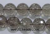 CSQ106 15.5 inches 16mm faceted round grade AA natural smoky quartz beads