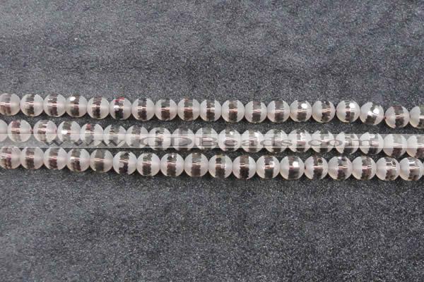 CSQ508 15.5 inches 10mm faceted round matte smoky quartz beads