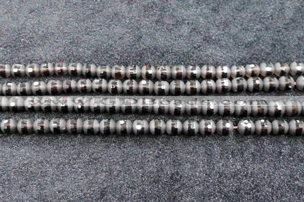 CSQ513 15.5 inches 10mm faceted round matte smoky quartz beads