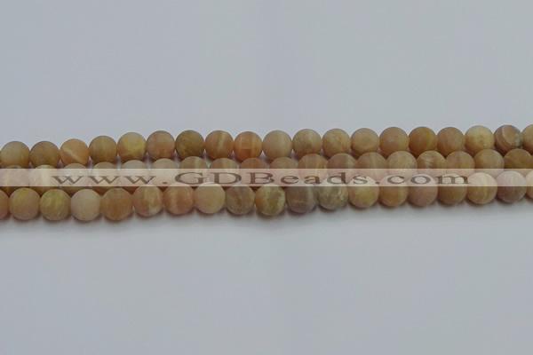 CSS652 15.5 inches 8mm round matte sunstone beads wholesale