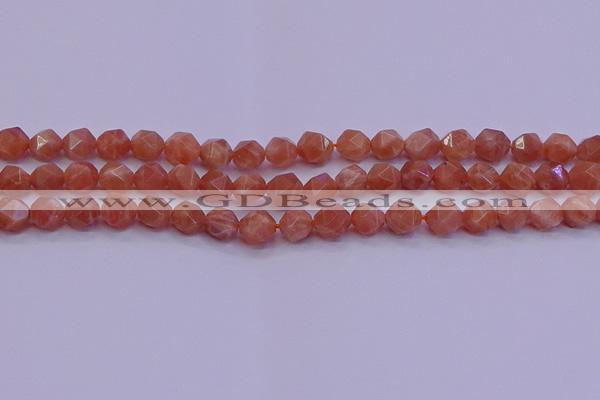 CSS682 15.5 inches 8mm faceted nuggets natural sunstone beads
