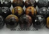 CTE1474 15.5 inches 12mm faceted round mixed tiger eye beads
