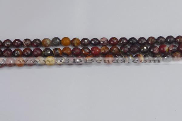 CTE1820 15.5 inches 8mm faceted round red iron tiger beads