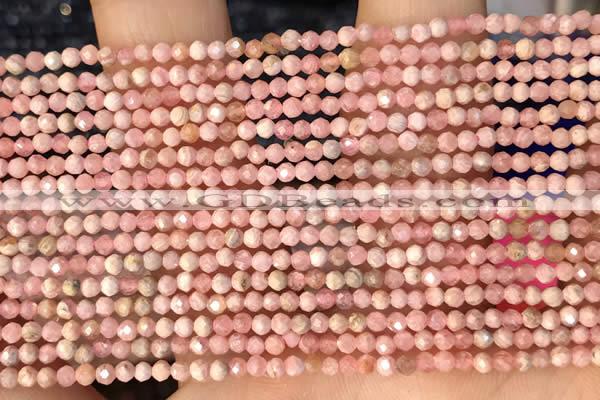 CTG2139 15 inches 2mm,3mm faceted round rhodochrosite gemstone beads