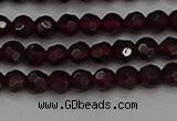 CTG556 15.5 inches 4mm faceted round tiny red garnet beads