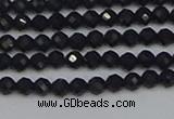 CTG644 15.5 inches 3mm faceted round black tourmaline beads