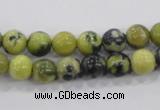 CTP102 15.5 inches 8mm round yellow pine turquoise beads wholesale