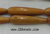 CTR52 15.5 inches 10*40mm faceted teardrop yellow jade beads
