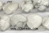 CTR633 Top drilled 13*13mm faceted briolette white howlite beads
