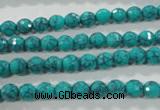 CTU1682 15.5 inches 6mm faceted round synthetic turquoise beads