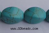 CTU28 15.5 inches 13*20mm twisted oval blue turquoise beads Wholesale