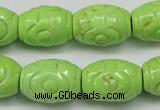 CTU891 15.5 inches 14*20mm carved rice dyed turquoise beads